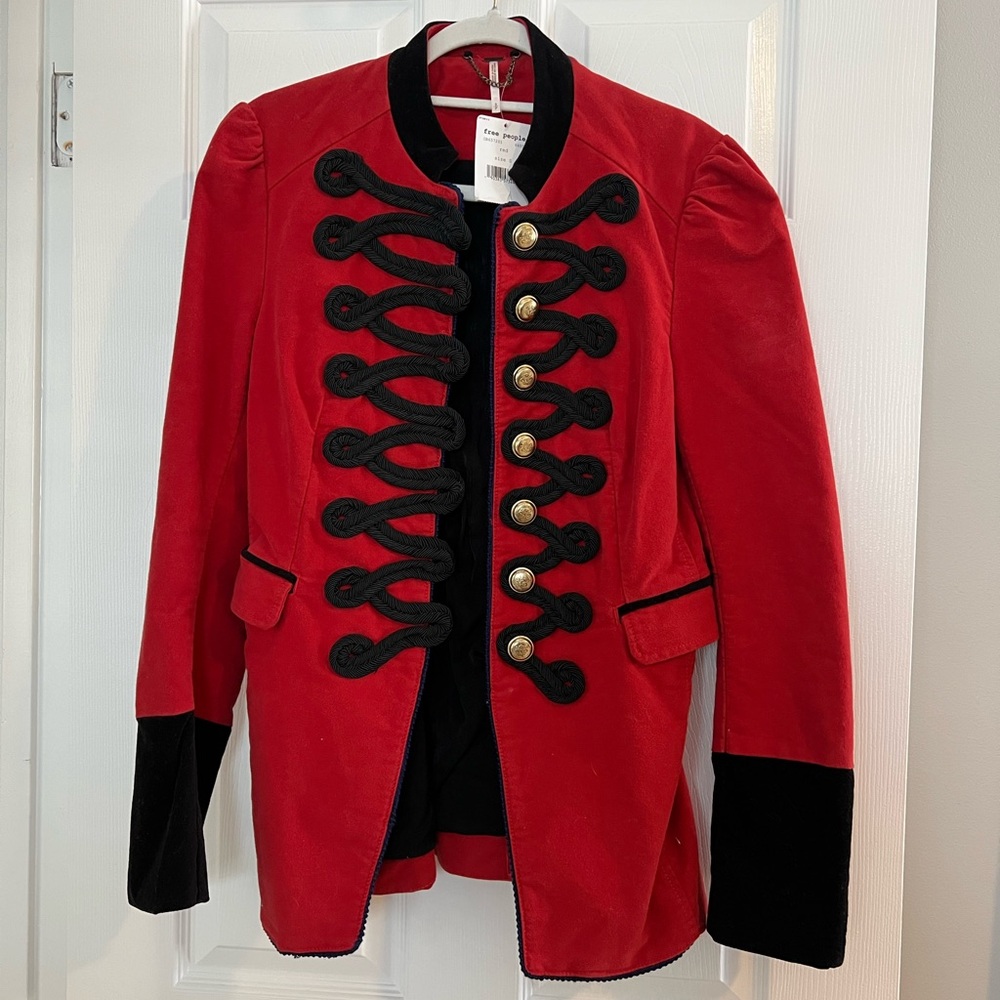 Free People Red Military Style Jacket